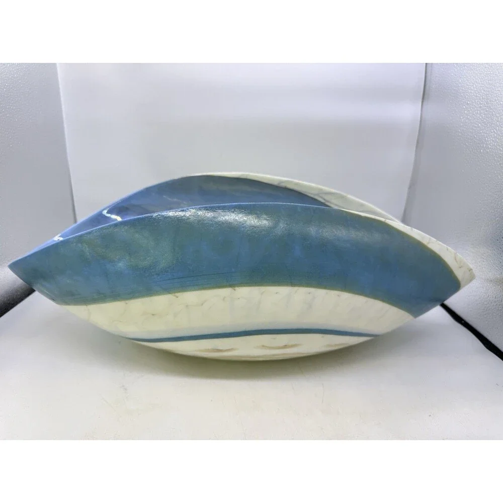 VTG Murano Italian Art Glass Bowl Sea Shell XL 21” Folded Fornace Ferro RARE